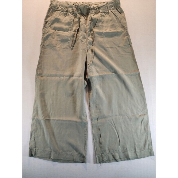 T&S Pants - Thread & Supply Womens Super Soft Relaxed Fit Wide Leg Crop Pants Sage Size L